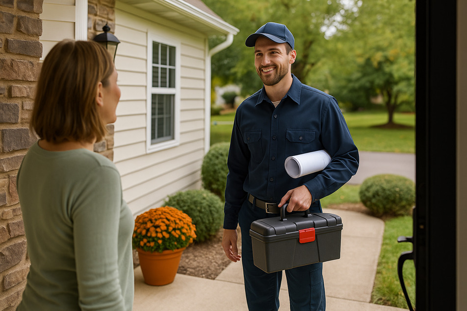 HVAC technician arriving for home service
